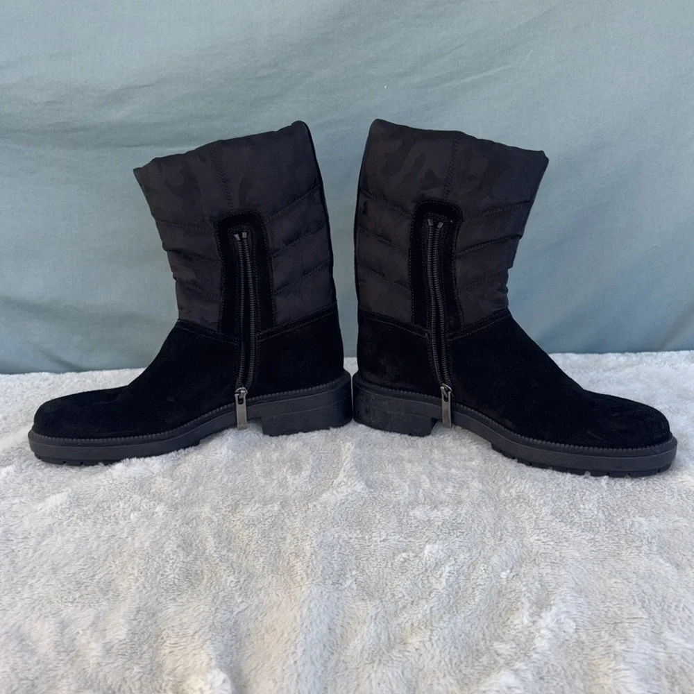 NWOT AQUATALIA LORI SIDE BLACK QUILT PUFFER WINTER SNOW SUEDE BOOT LEATHER Sz 5
